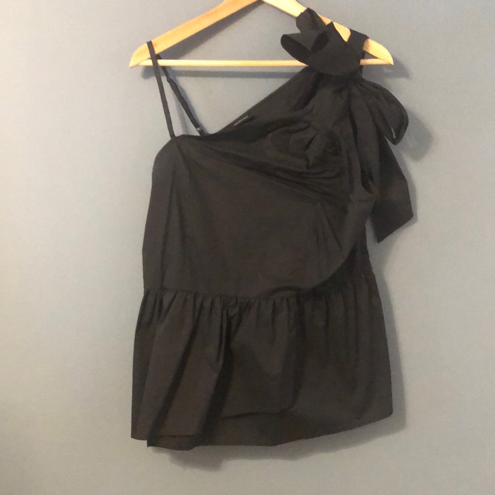 One-shoulder black top size large